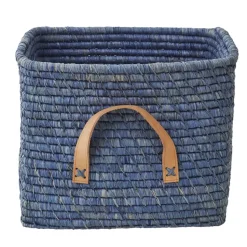 Rice raffia storage basket, Blue
