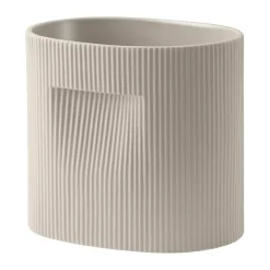 Ridge flower pot 24 cm, Beige
