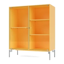Ripple II display cabinet 69.6x82.2x30 cm, Acacia-legs chrome