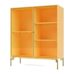 Ripple II display cabinet 69.6x82.2x30 cm, Acacia-legs brass