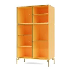 Ripple III display cabinet 69.6x117.6x38 cm, Acacia-legs brass