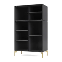 Ripple III display cabinet 69.6x117.6x38 cm, Anthracite-legs brass