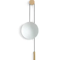 Rise and Shine mirror, Natural oak-brass weight