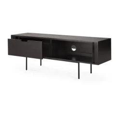 Roller Max TV unit, Lacquered teak-black-2 doors