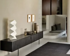 Roller Max TV unit, Lacquered teak-black-2 doors