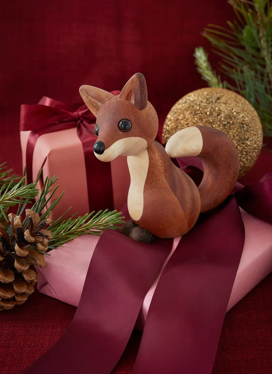 Roxy fox decoration 10 cm, Mahogany