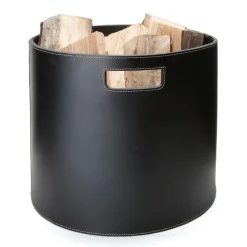 Ørskov firewood barrel, black with white stitches