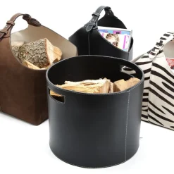 Ørskov firewood barrel, black with white stitches