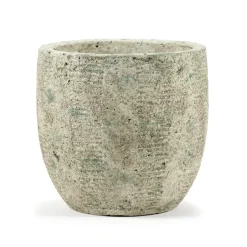 Rustic flower pot stripes M 20.5 cm, Grey