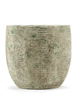 Rustic flower pot stripes M 20.5 cm, Grey
