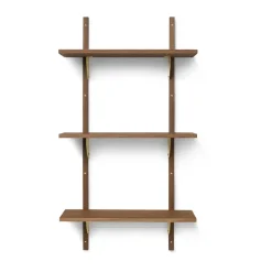 Sector shelf triple narrow, Smoked Oak, brass