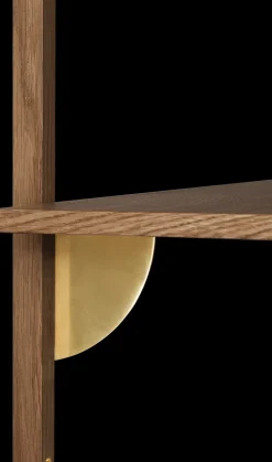 Sector shelf triple wide, Smoked Oak, brass