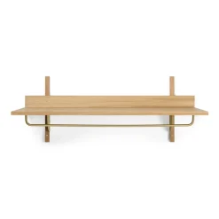 Sector shelf with hanging rail 37x87 cm, Oak-brass