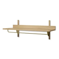 Sector shelf with hanging rail 37x87 cm, Oak-brass