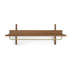 Sector shelf with hanging rail 37x87 cm, Smoked Oak, brass