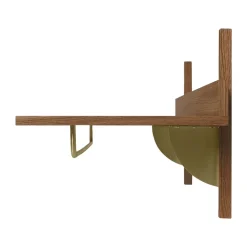 Sector shelf with hanging rail 37x87 cm, Smoked Oak, brass