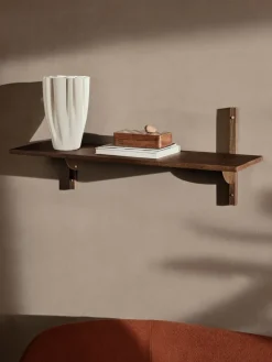 Sector shelfL/S, Smoked Oak, brass
