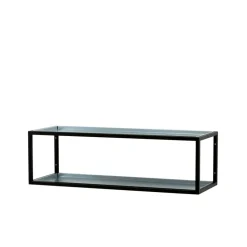 Shoe shelf 11, Black lacquer, zinc plate, 2 levels