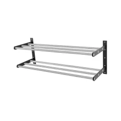 Shoe shelf 12 shoe shelf, Steel/black, black-painted aluminium