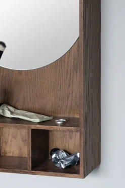 Show-me mirror with shelf small, Dark oiled