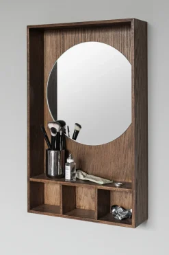 Show-me mirror with shelf small, Dark oiled