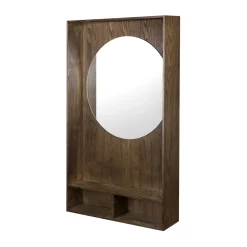 Show-me mirror with shelf large, Dark oiled