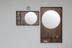 Show-me mirror with shelf large, Dark oiled