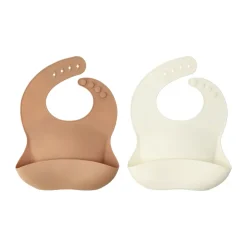 Silly bib silicone 2-pack, Vanilla-hazelnut
