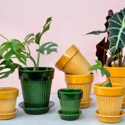 Simona flower pot glazed Ø16 cm, Green