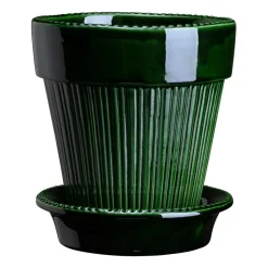 Simona flower pot glazed Ø12 cm, Green