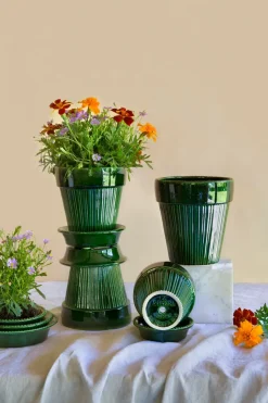 Simona flower pot glazed Ø12 cm, Green