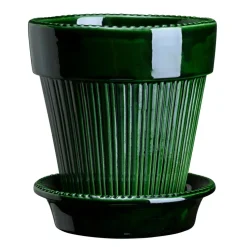 Simona flower pot glazed Ø14 cm, Green