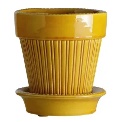 Simona flower pot glazed Ø14 cm, Yellow