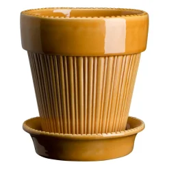 Simona flower pot glazed Ø12 cm, Yellow