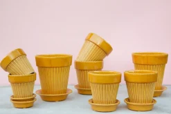 Simona flower pot glazed Ø12 cm, Yellow