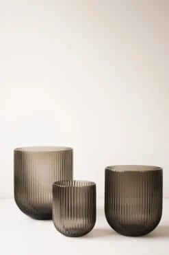 Simple Stripe glass vase brown, Medium