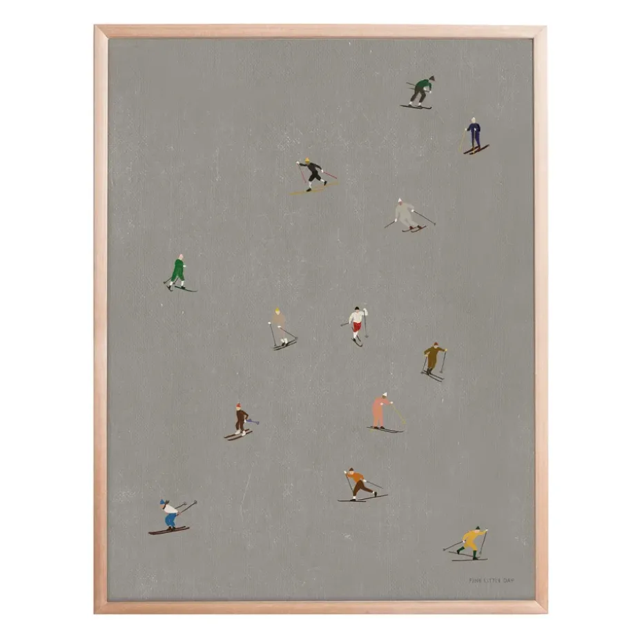 Skiers poster 40x50 cm, grey