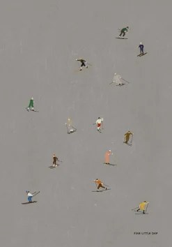 Skiers poster 50x70 cm, grey