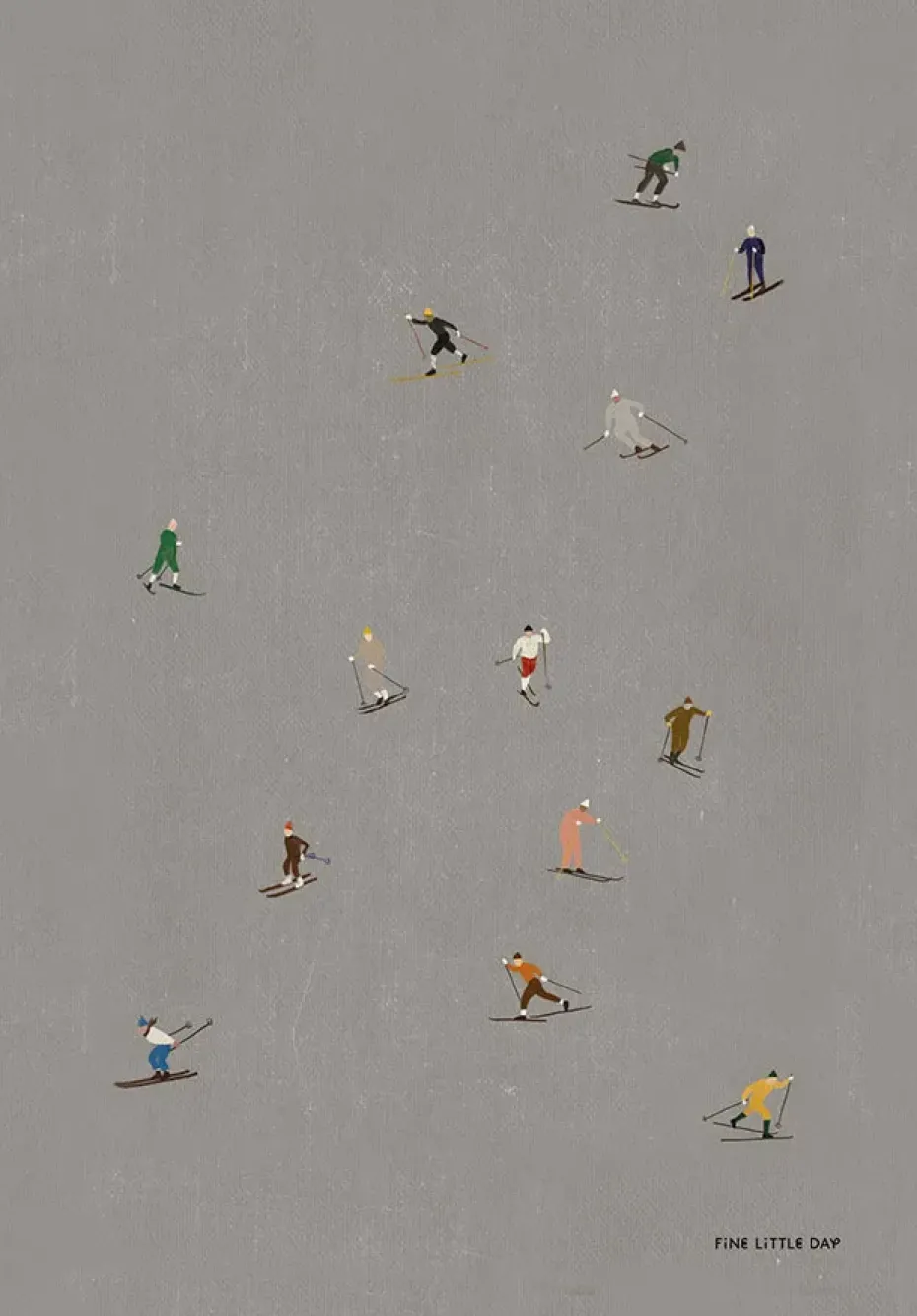 Skiers poster 50x70 cm, grey