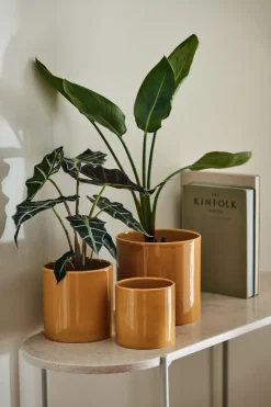 Sleek pot Ø12 cm, Mustard