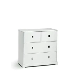Smögen chest of drawers, white, 4 drawers, chrome