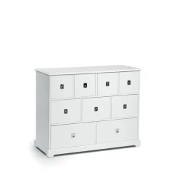 Smögen chest of drawers, white, 9 drawers, chrome