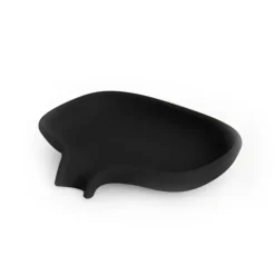 Soap dish with drainage spout silicone, black