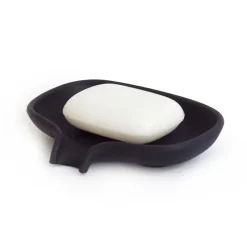 Soap dish with drainage spout silicone, black