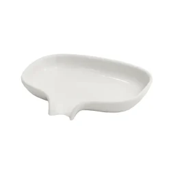Soap dish with drainage spout porcelain, white