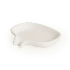 Soap dish with drainage spout silicone, white