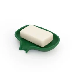 Soap dish with drainage spout silicone, Dark green