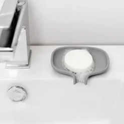 Soap Saver Flow soap dish with drainage spout small, Grey