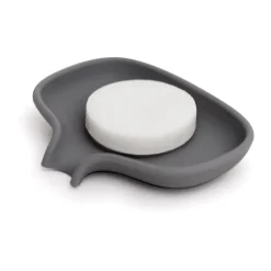 Soap Saver Flow soap dish with drainage spout small, Graphite grey