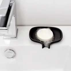 Soap Saver Flow soap dish with drainage spout small, Black